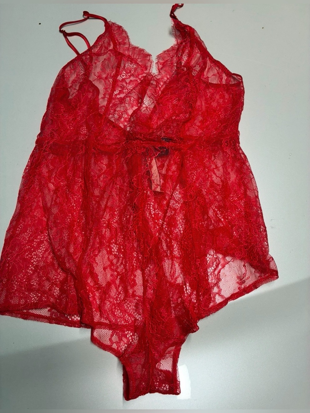 New with tag Victoria's Secret red lace romper teddy size M